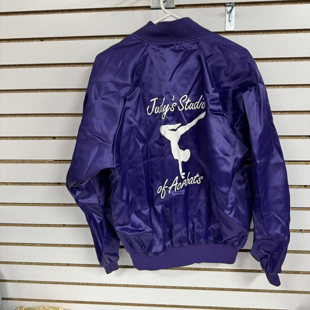 Vintage Retro Purple Shiny Bomber Puffer Judy’s Studio Of Acrobats Jacket Sz M
